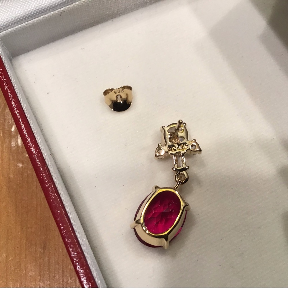 HOLLYWOOD COLLECTION RUBY CRYSTAL EARRINGS GOLD 925 VIVIEN LEIGH GONE W/THE WIND - Picture 6 of 11